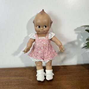 Vintage Jesco Kewpie Doll 10.5" Baby Girl Pink Dress Googly Eyes Made in China